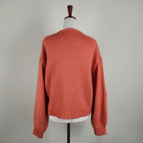 Madewell Sweater Womens XS Orange Knit Oversized Balloon Sleeves Wool Alpaca - Picture 4 of 9